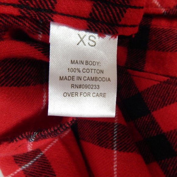 PacSun L.A Hearts Womens Plaid Long Sleeve Button Down Flannel Red Black Size XS - Picture 7 of 8